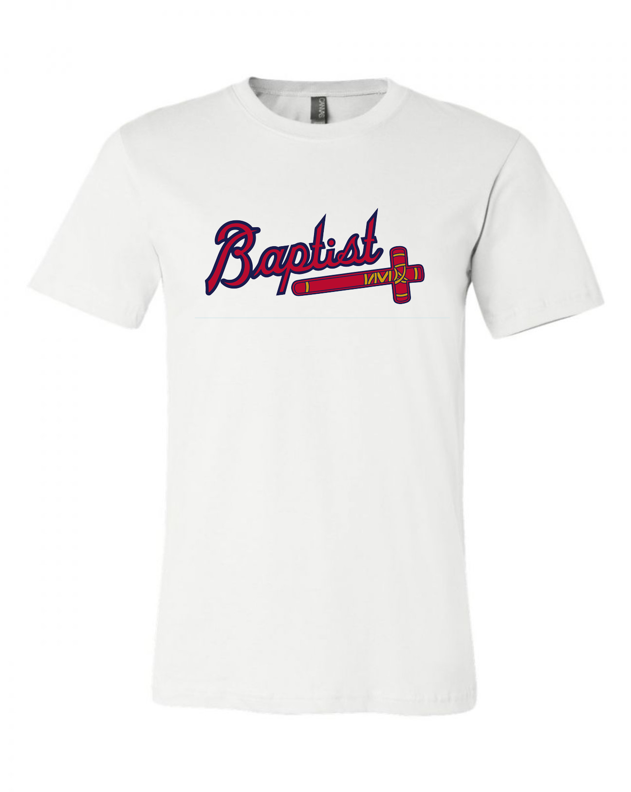 Baptist Braves Spurgeon Bella Canvas 3001 Airlume White Front.png