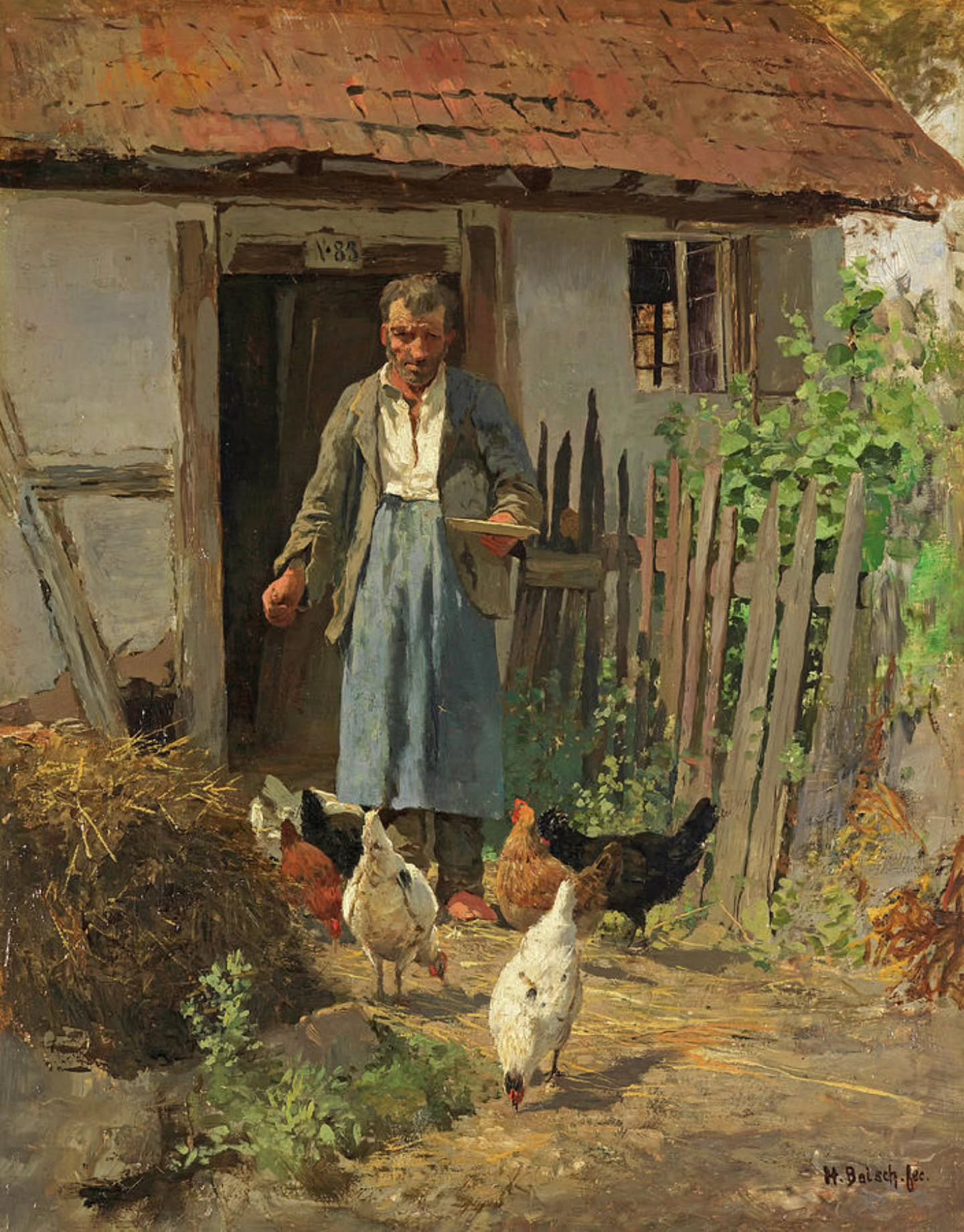 &quot;Imitate the chicken, which, every time it drinketh of the brook, lifts up its head to heaven, as if it would return thanks for every drop.&quot;

&mdash;C.H. Spurgeon, 'The Spiced Wine of my Pomegranate.'

[Pictured: 'Feeding the chickens' by H