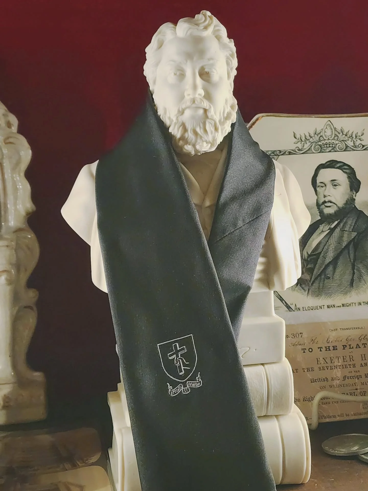 We will have a limited amount of these old stock Et Teneo Et Teneo ties, that were from Spurgeon College in years past, being made available shortly. These ties are black with the Pastor's (Spurgeon) College logo near the center of the tie, and were 