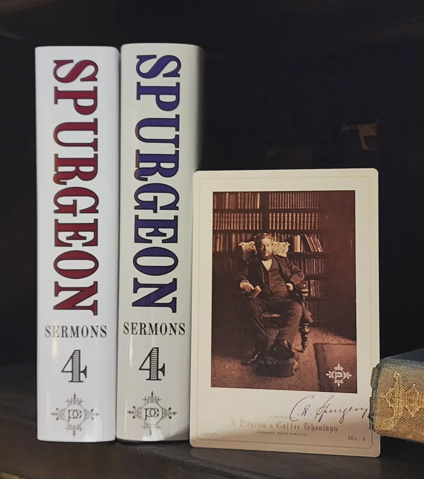Vol. 4 Spurgeon Sermon books are in, along with the limited edition early pre-order cabinet cards, and already starting to ship out!

We had hoped they would be in before Christmas, but all sorts of delays prevented that. Still, we're grateful to hav