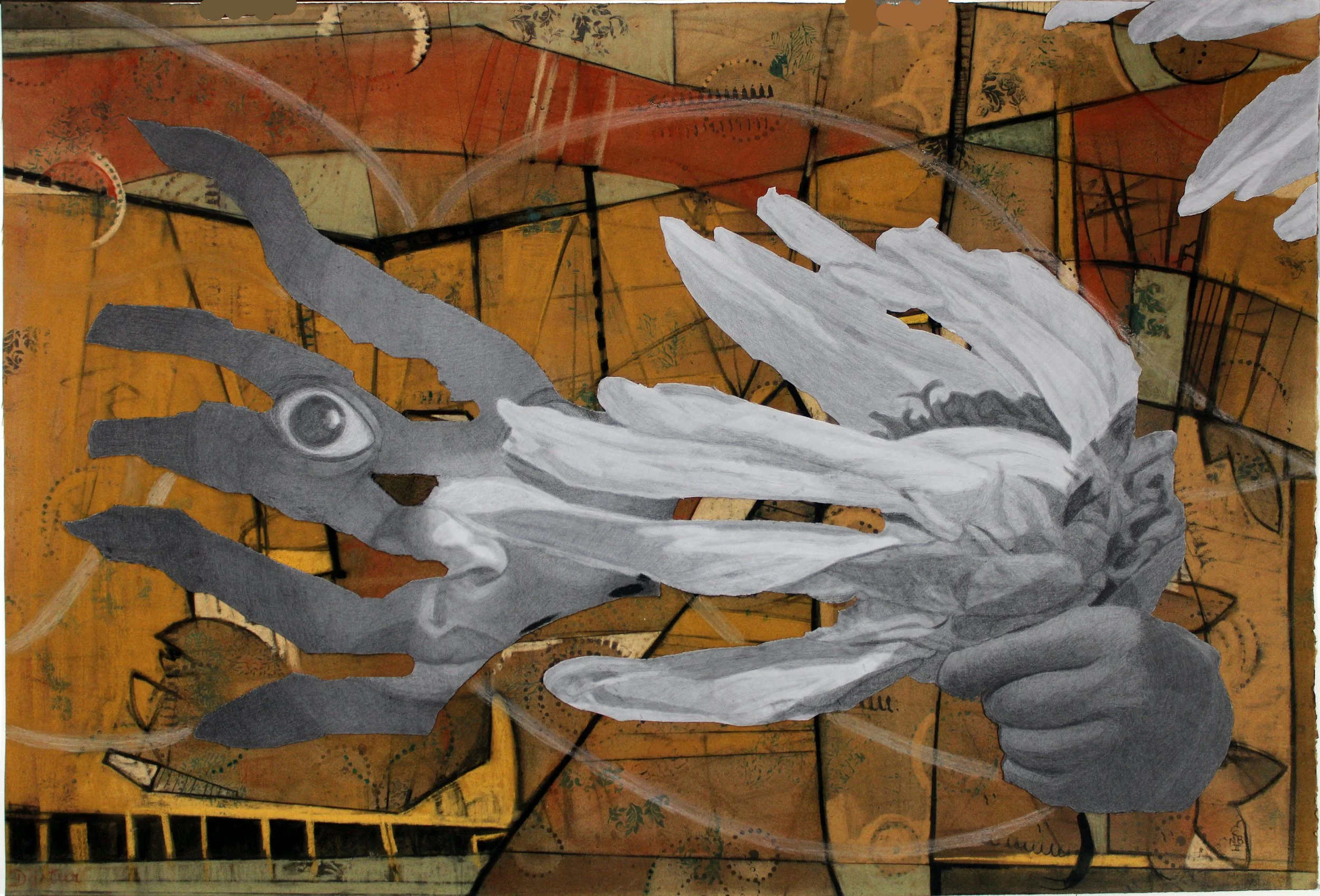 "flower girl", 30"x40", charcoal, graphite, pastel, bristol board on paper by Neville Barbour and Delna Dastur