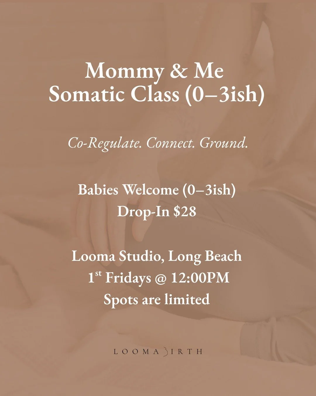 Motherhood is a full nervous system experience.

This baby-inclusive somatic class is designed for caregivers and little ones (0&ndash;3ish). Crying, feeding, resting, moving, it&rsquo;s all welcome here.

We focus on:
✔ Co-regulation
✔ Gentle ground