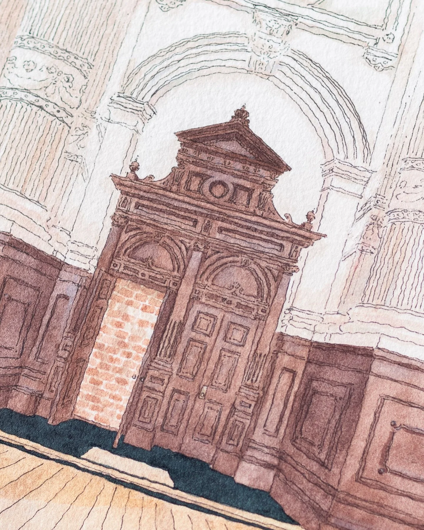 【雑誌連載】今月発売の『建築知識2026年2月号』から、小説家・門井慶喜先生の新連載「東京のリノベーション名建築」のイラストを担当しています。

第一回は「国際子ども図書館」。
門井先生の文章からイメージした、閉架書庫への入り口扉をメインで描いています。

今回の連載は、編集部の方ともご相談して、建築知識さんのお仕事でははじめて、すべて水彩&amp;ペンによるアナログ作画で制作しました。

門井先生の文章と一緒に、楽しんでいただけたらうれしいです。