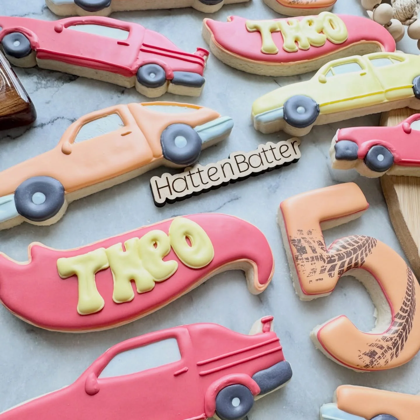 Hot Wheels are where it&rsquo;s at! Just ask Theo! 

I got to flex my creative muscles creating the same theme but different for the birthday boy. Scroll to the last picture to see his Hot Wheels inspired cookies from last year.