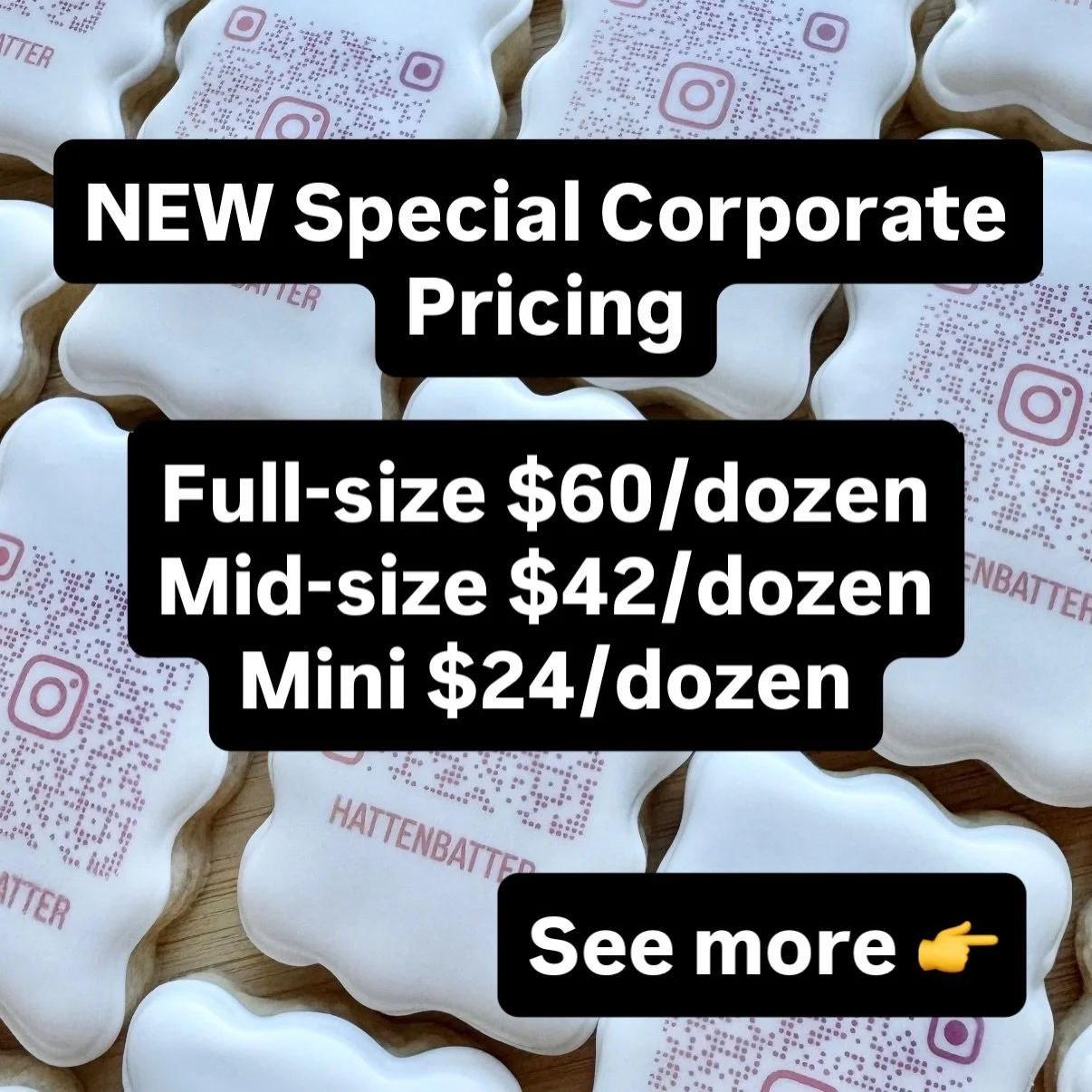 📢 ANNOUNCEMENT 📢 
Attention all business owners, managers, event coordinators, and public relations officers ‼️ 

Why choose HattenBatter (NOT the cheapest option) for corporate cookies? 
- Quality you can see (and I know you want your business rep
