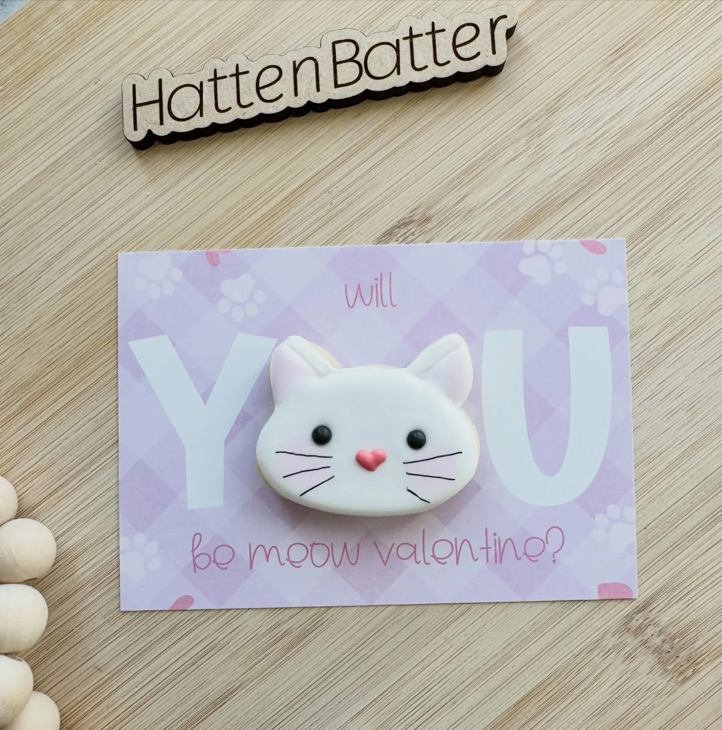 🐈 Will you be meow valentine? 

Mini 2 inch cookie heat-sealed and attached to a professionally printed glossy card.

Wanting these for classroom valentines? Get them fast! I&rsquo;m down to my last 36 cards 🏃&zwj;♂️ 

Link for all valentines cooki