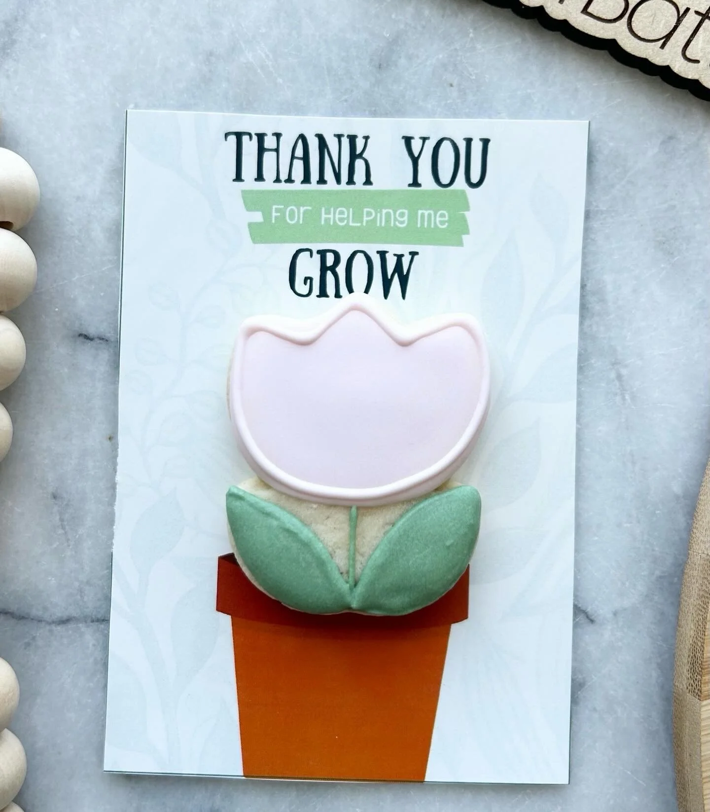 Thank you for helping me grow! 

A cookie card to show your appreciation 🌼 
Mini (2 inch) cookie is heat-seated and attached to professionally printed glossy cards

Ordering is open this week only! 
🔗 Link in bio