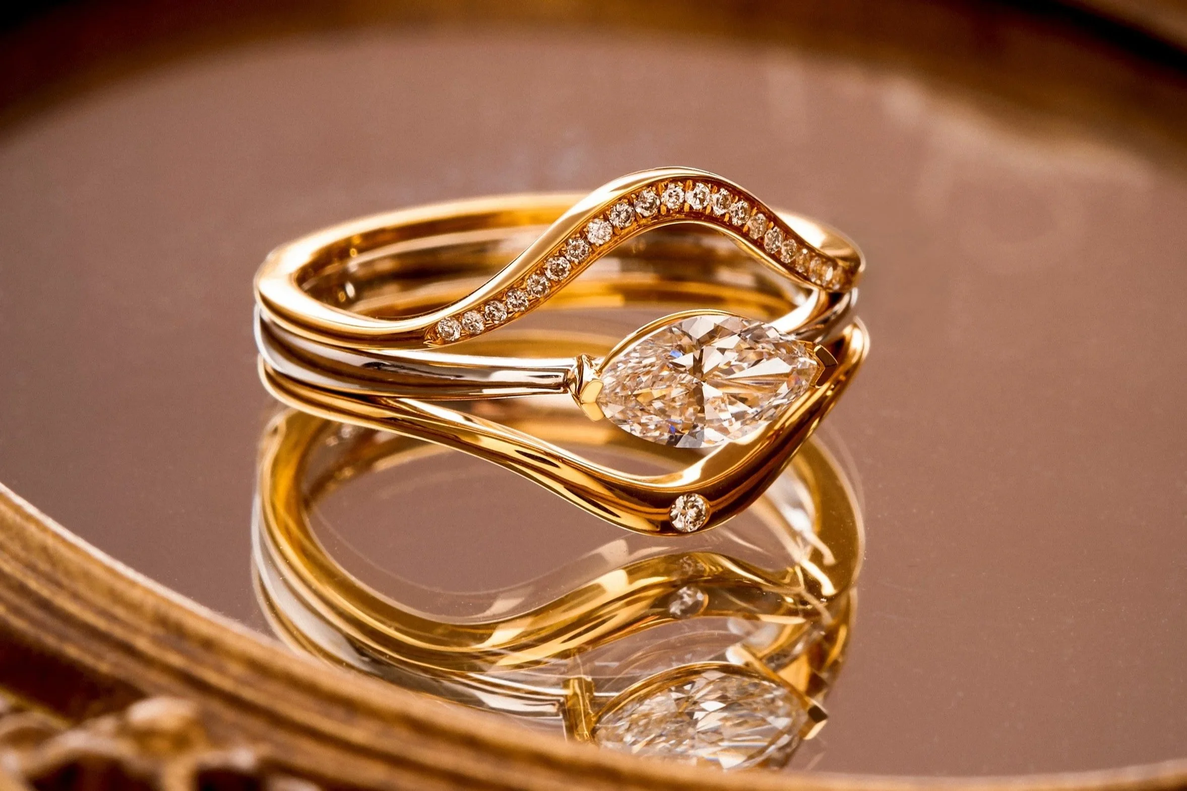 The marquise cut tension setting diamond ring made from ashes on EverDear™️