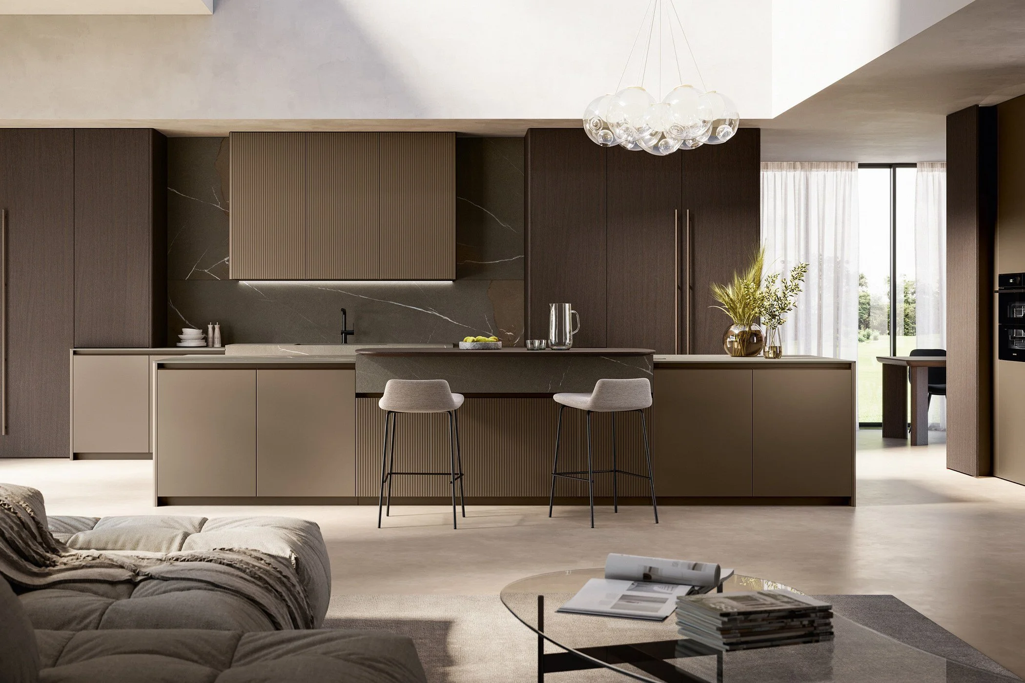 warm neutral modern kitchen