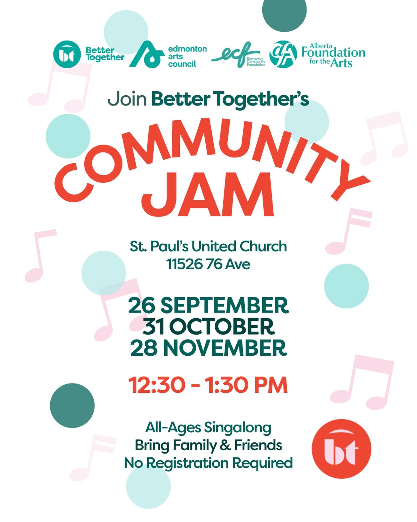Love to sing?! Join our FIRST Community Jam - a relaxed, all-ages singalong with no pressure, just fun pop tunes led by our music team and choir. No registration needed, just drop in! We&rsquo;re better together, so bring your family and friends alon