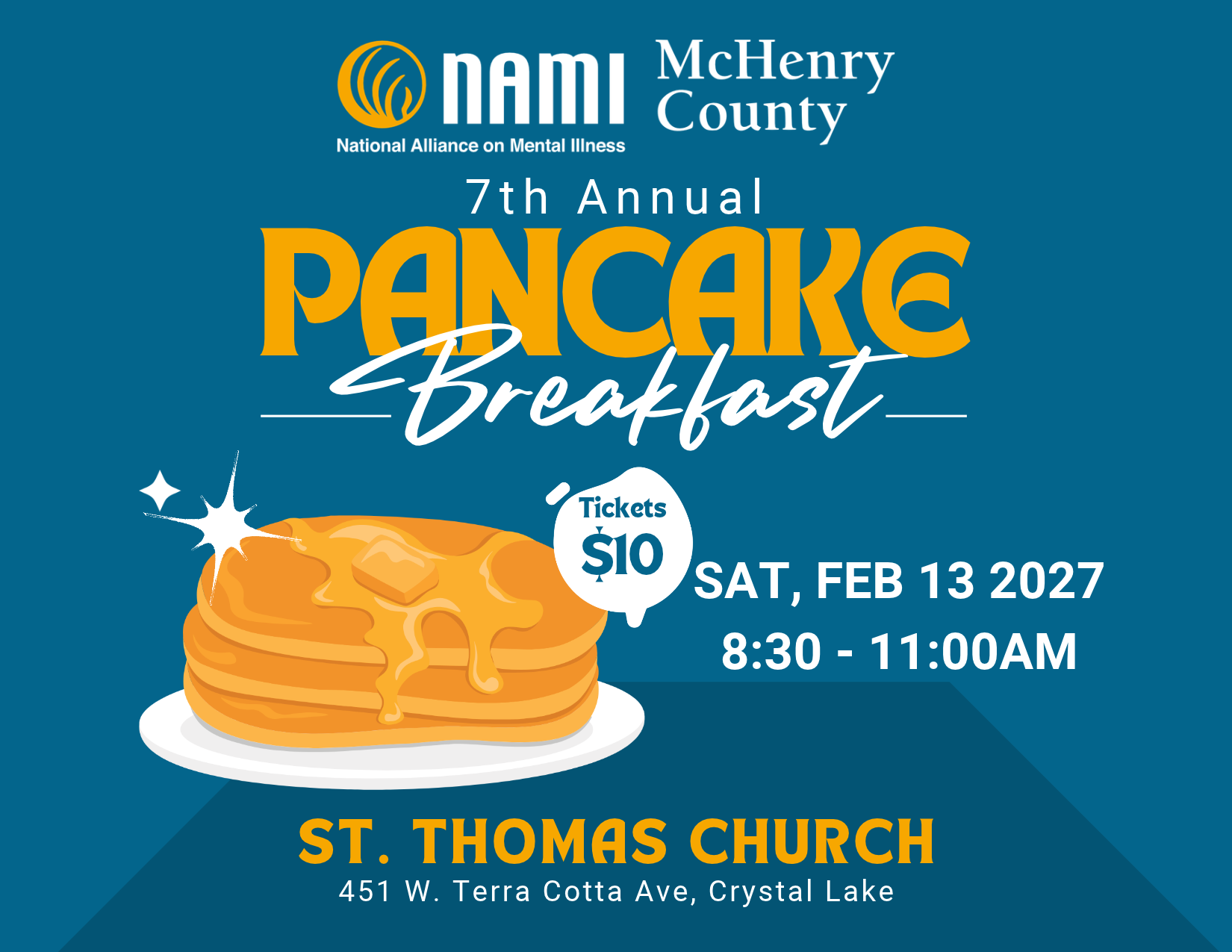 NAMI Pancake Breakfast Saturday, Feb 13, 2027