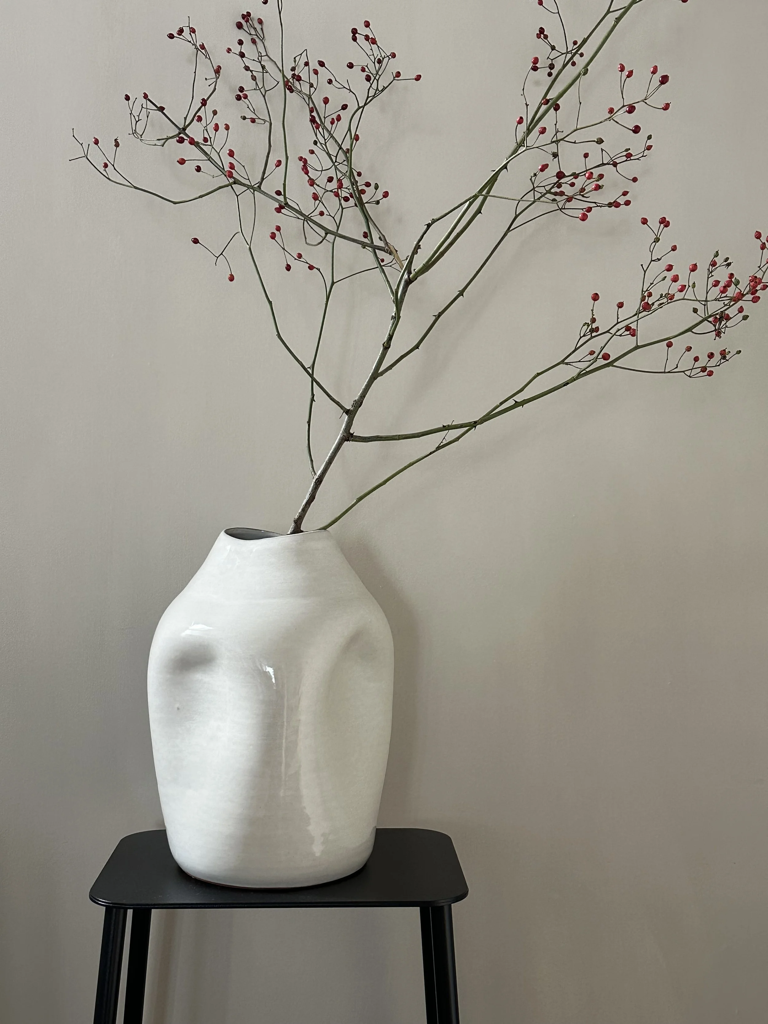Belly Vase - White Grey