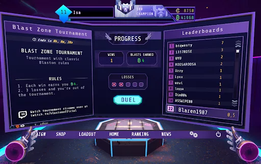 GUI of the tournament software. The current game being played is