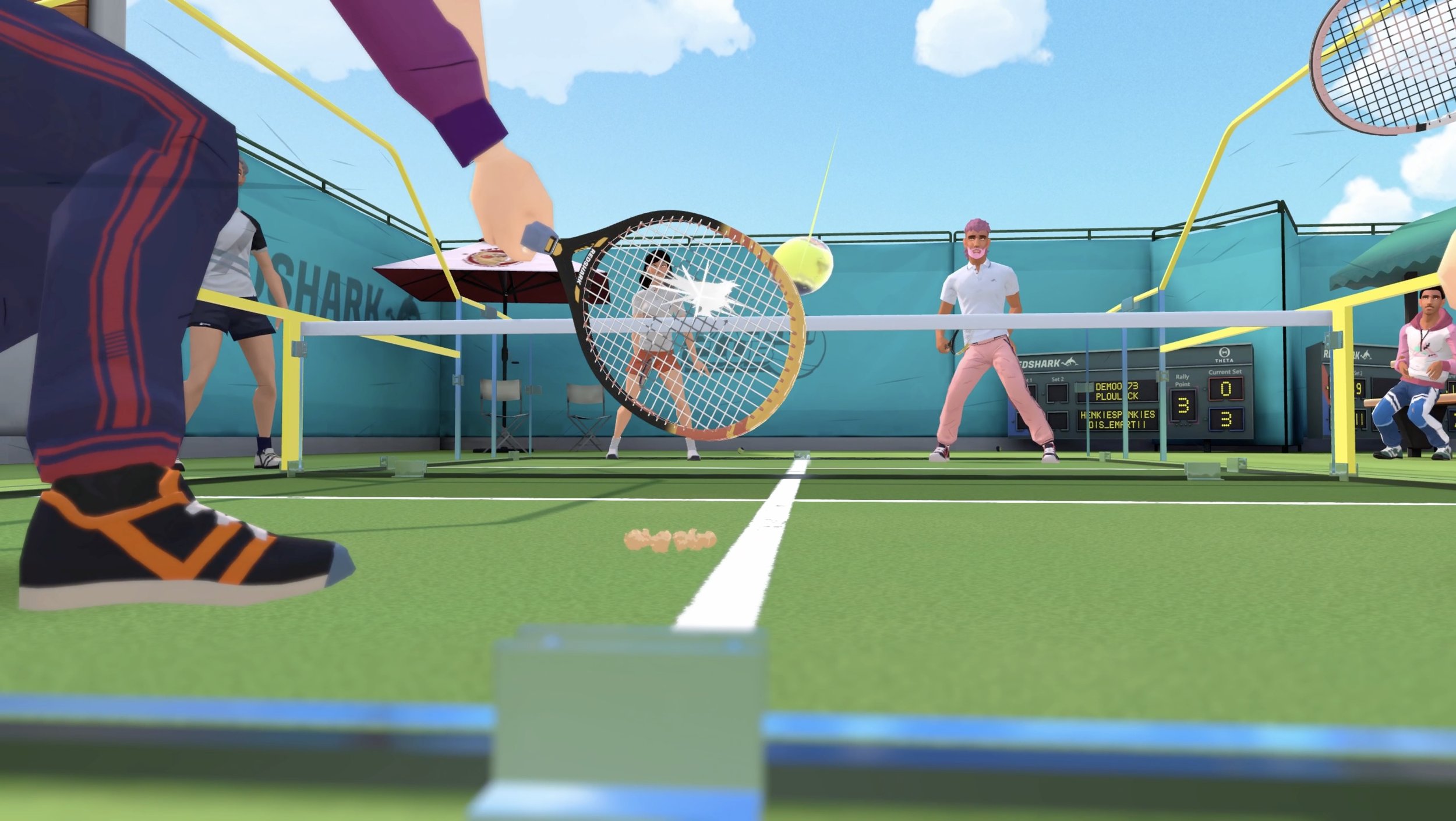 Racket Club VR rally gameplay scene
