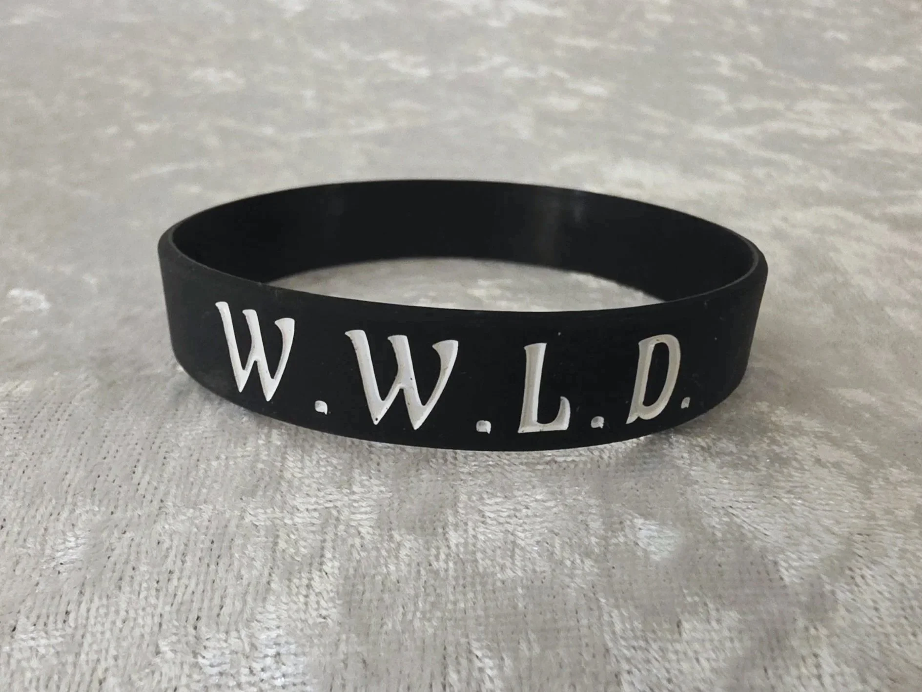 WWLD Wristband - White on Black Band - Bold Font