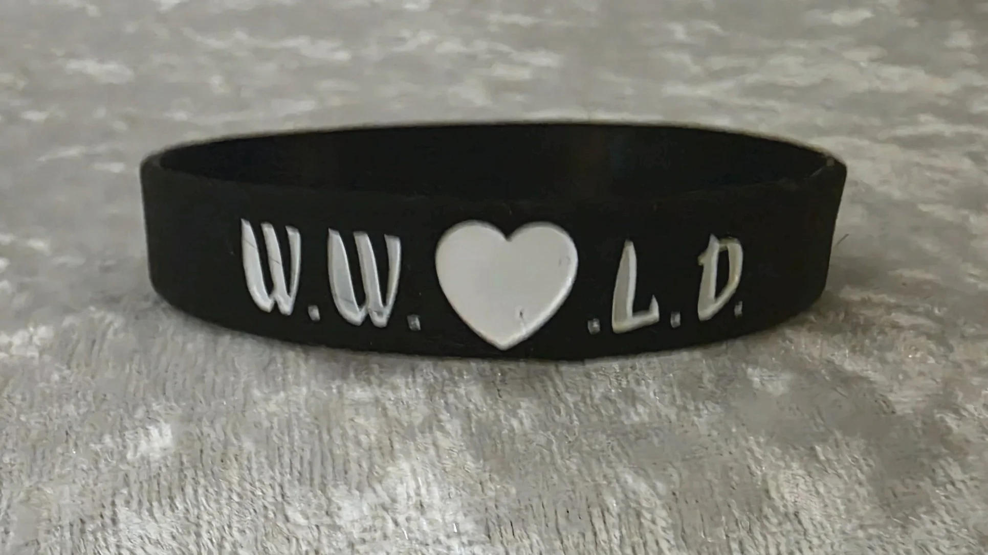 WW❤️LD Wristband - White on Black Band - Bold Font