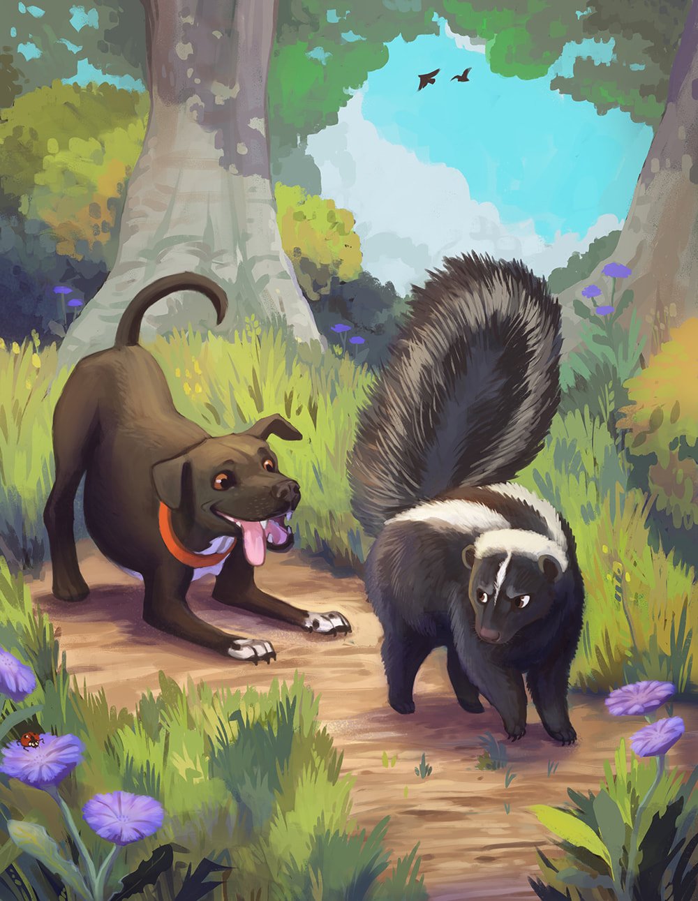 Skunk warning (with homage to my childhood dog) for Ranger Rick Jr. - digital - 2018