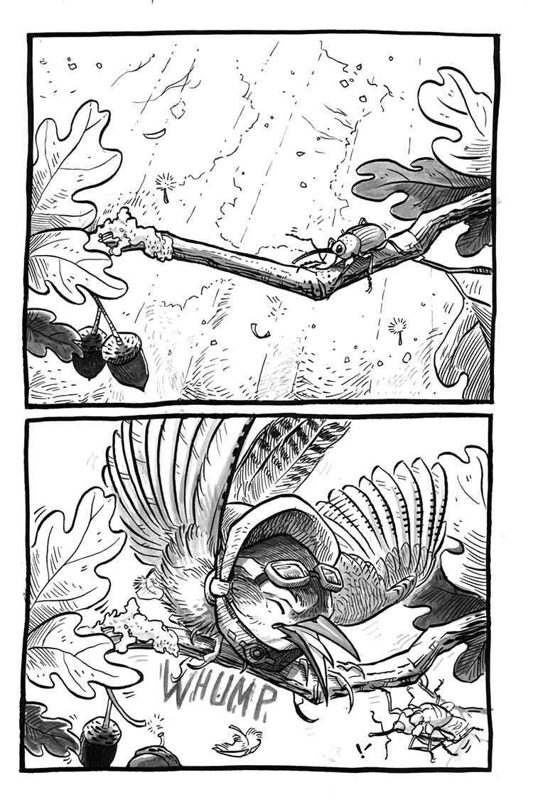 Kettle's Very Bad Day page 1 (Ballads of Remex) - acrylic ink - 2018