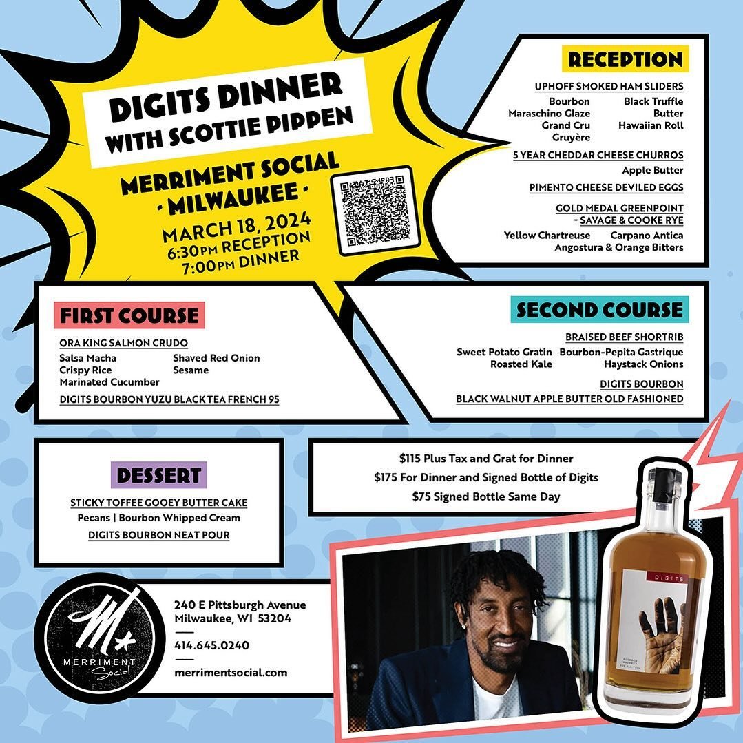 That&rsquo;s right folks, SCOTTIE PIPPEN is coming to hang out with us on March 18th! Good food, good whiskey, and good times - smash that mf link in bio to snag your spot!