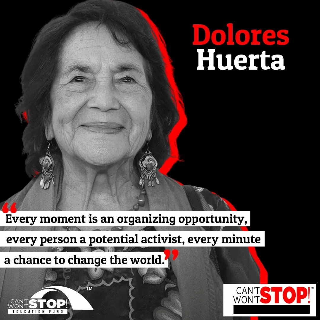 Today, we uplift labor leader and feminist icon Dolores Huerta. As cofounder of the National Farm Workers Association&mdash;now the United Farm Workers&mdash;her activism continues to inspire generations.&nbsp;

Her words still light the path for jus