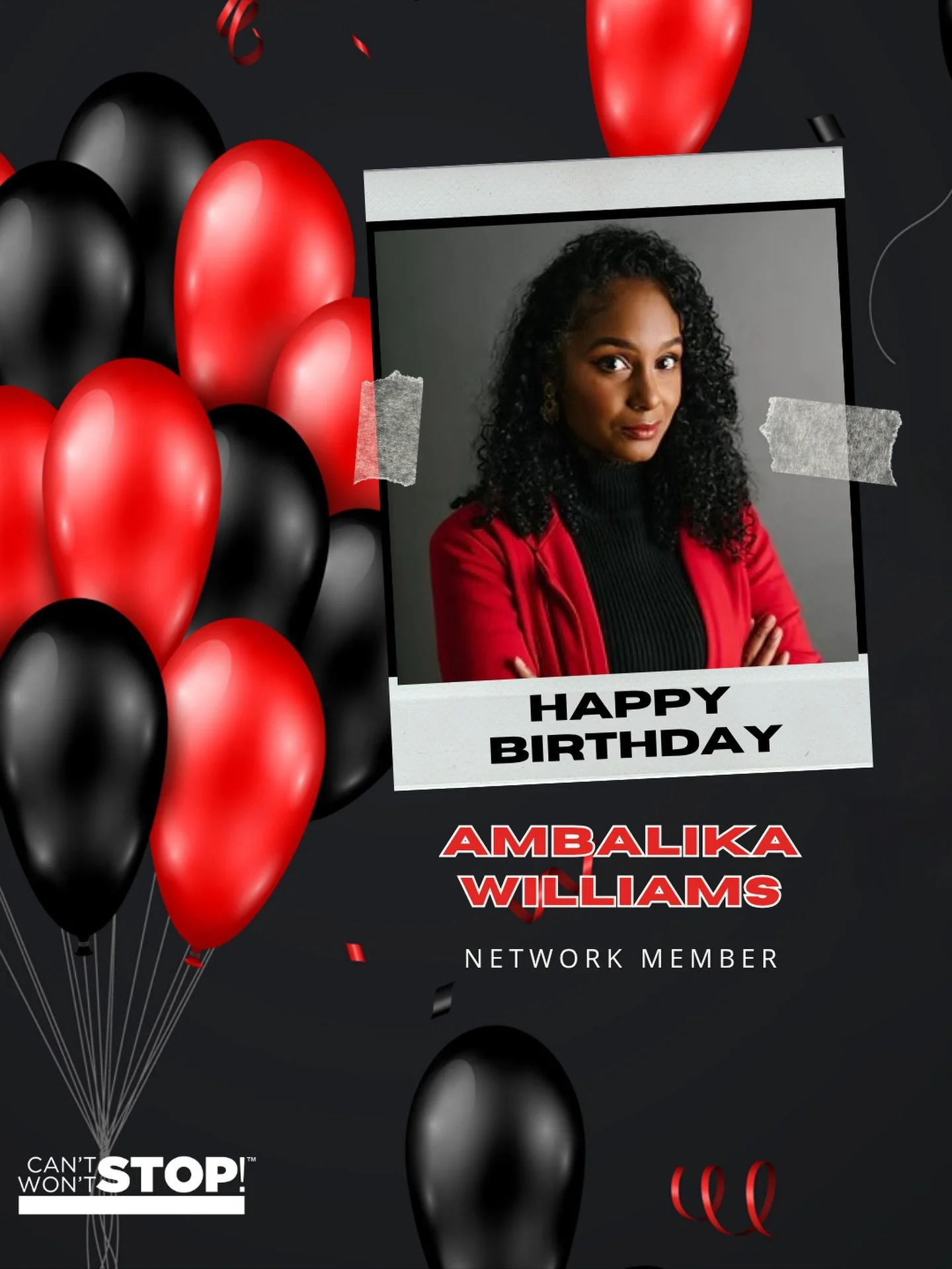 We are sending a very special happy birthday shout-out to our Network Member, Ambalika Williams!

We hope you have a great day, and may the year ahead be one of the best yet!

#HappyBirthday #NetworkMember #CSWSConsulting

Image Description: Black im