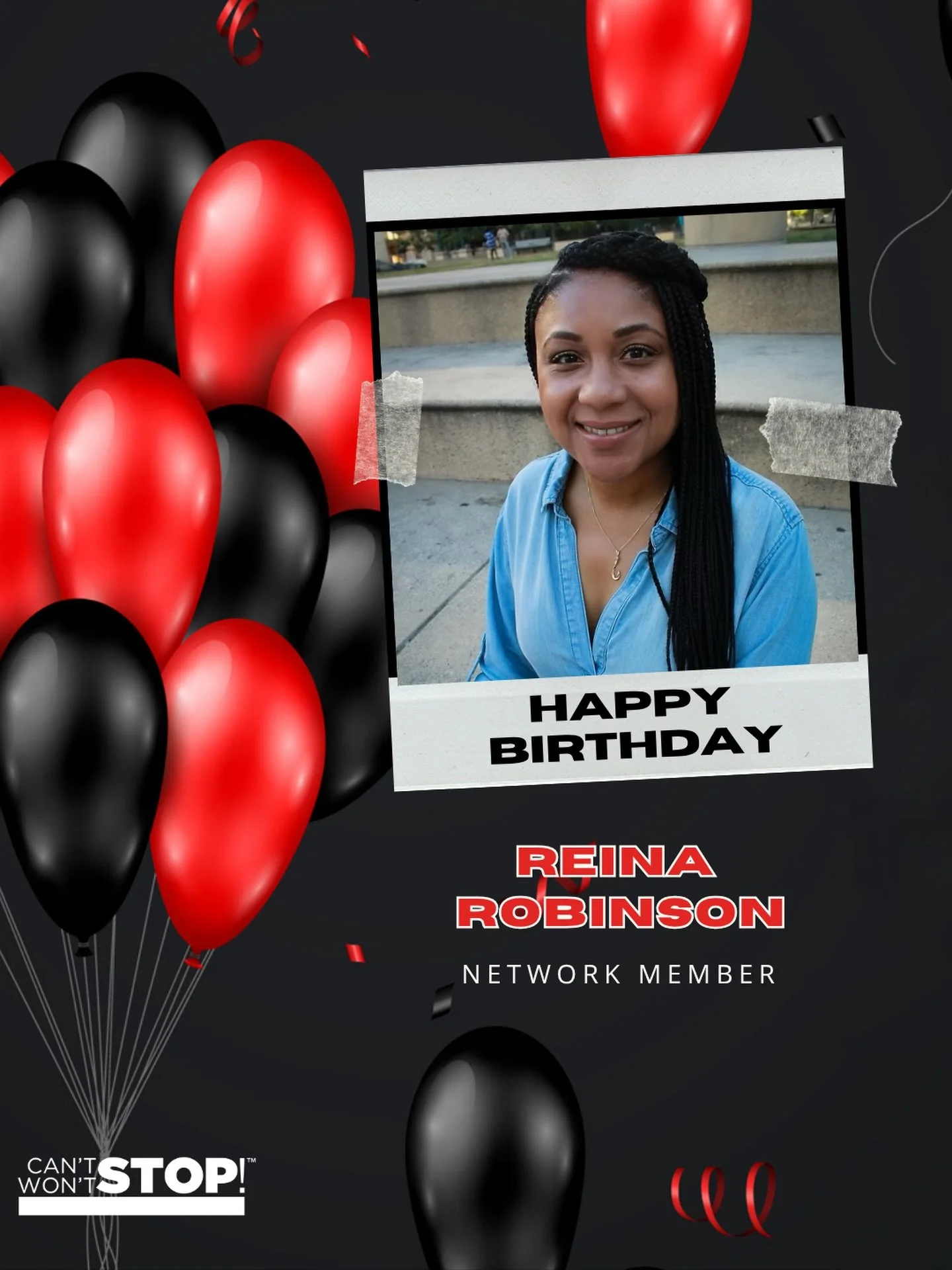 We are sending a very special happy birthday shout-out to our Network Member, Reina Robinson!

We hope you have a great day, and may the year ahead be one of the best yet!

#HappyBirthday #NetworkMember #CSWSConsulting

Black image with black and red