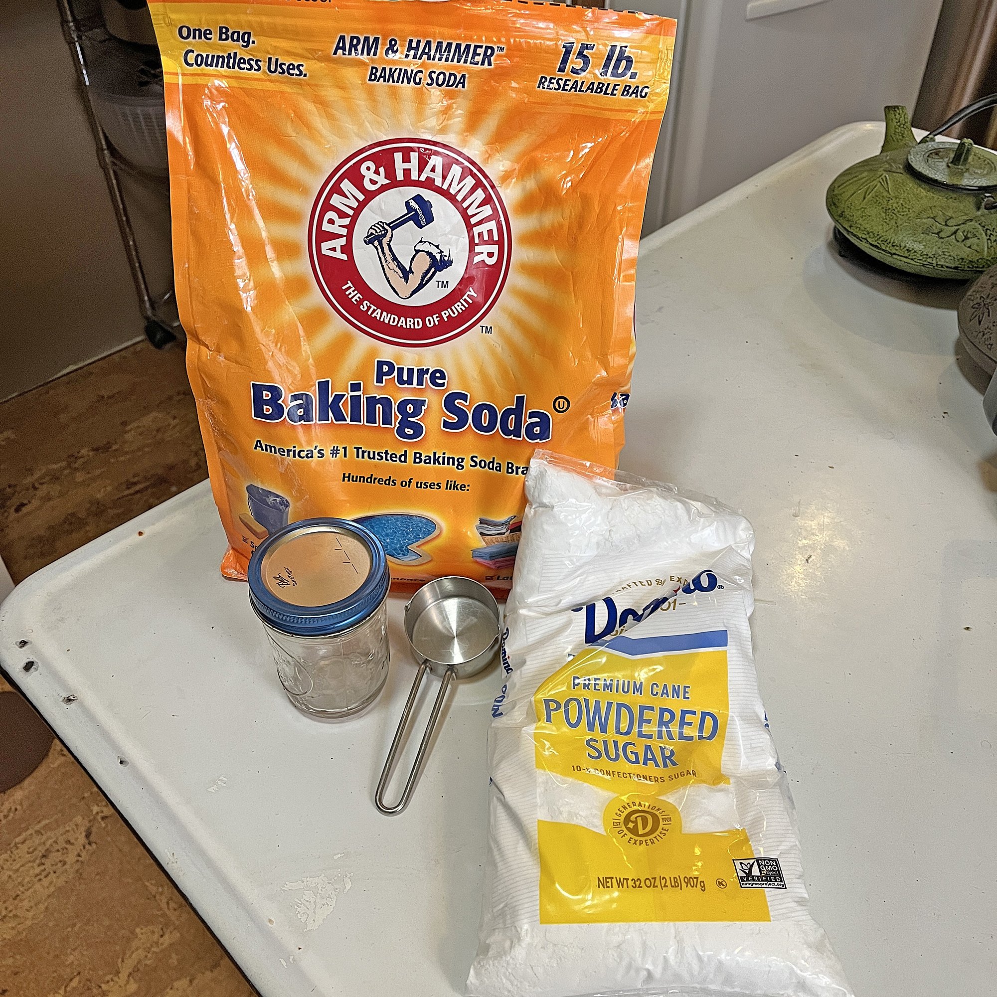 Gather supplies (your bag of baking soda may be smaller).