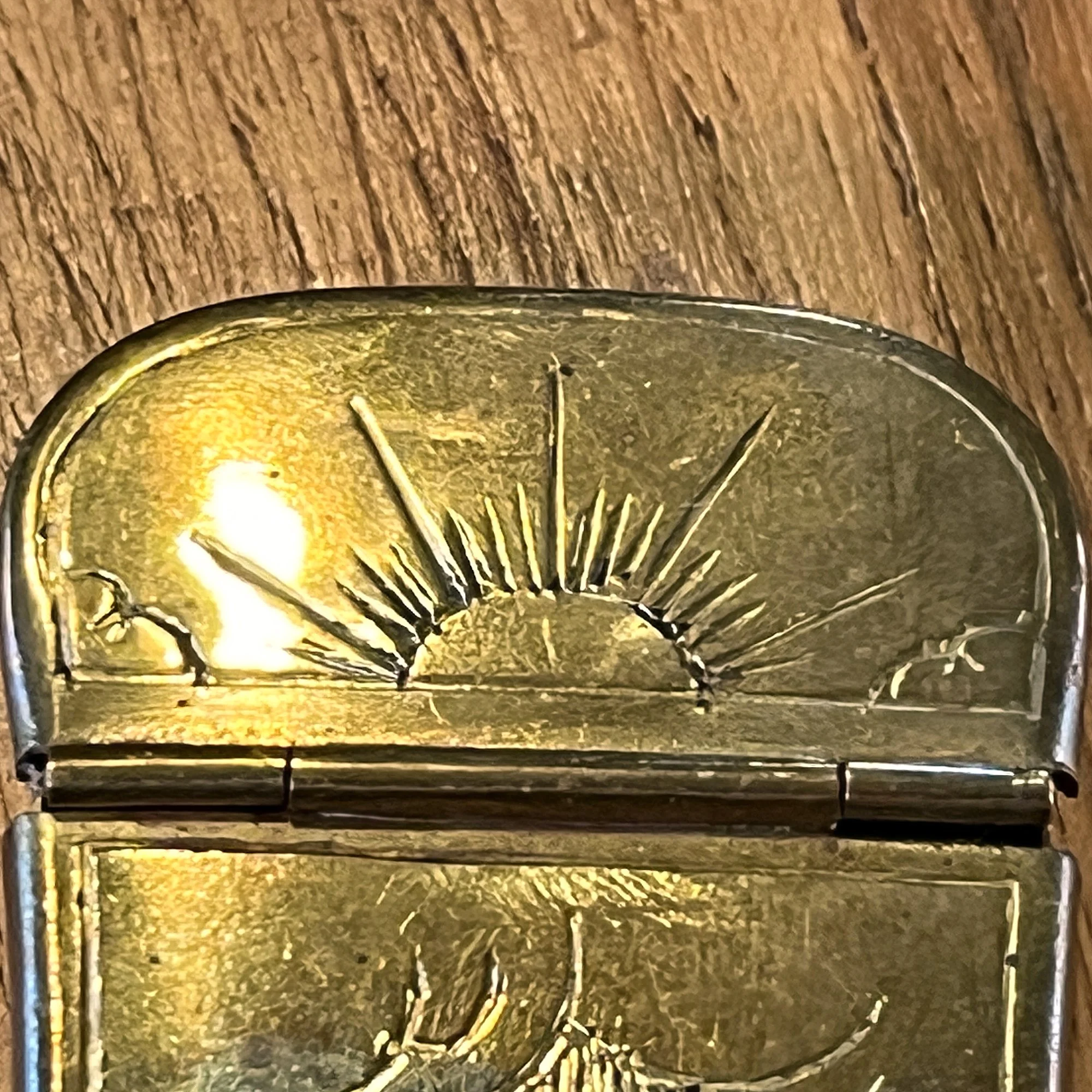 SOLD—Brass Sunshine Matchbox / Spell Box — Green Witch Vintage & Handmade