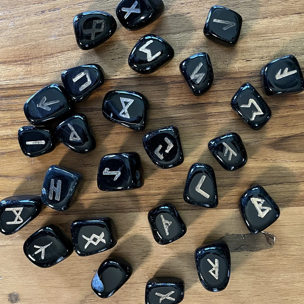 Black Agate Runes — Green Witch Vintage Handmade