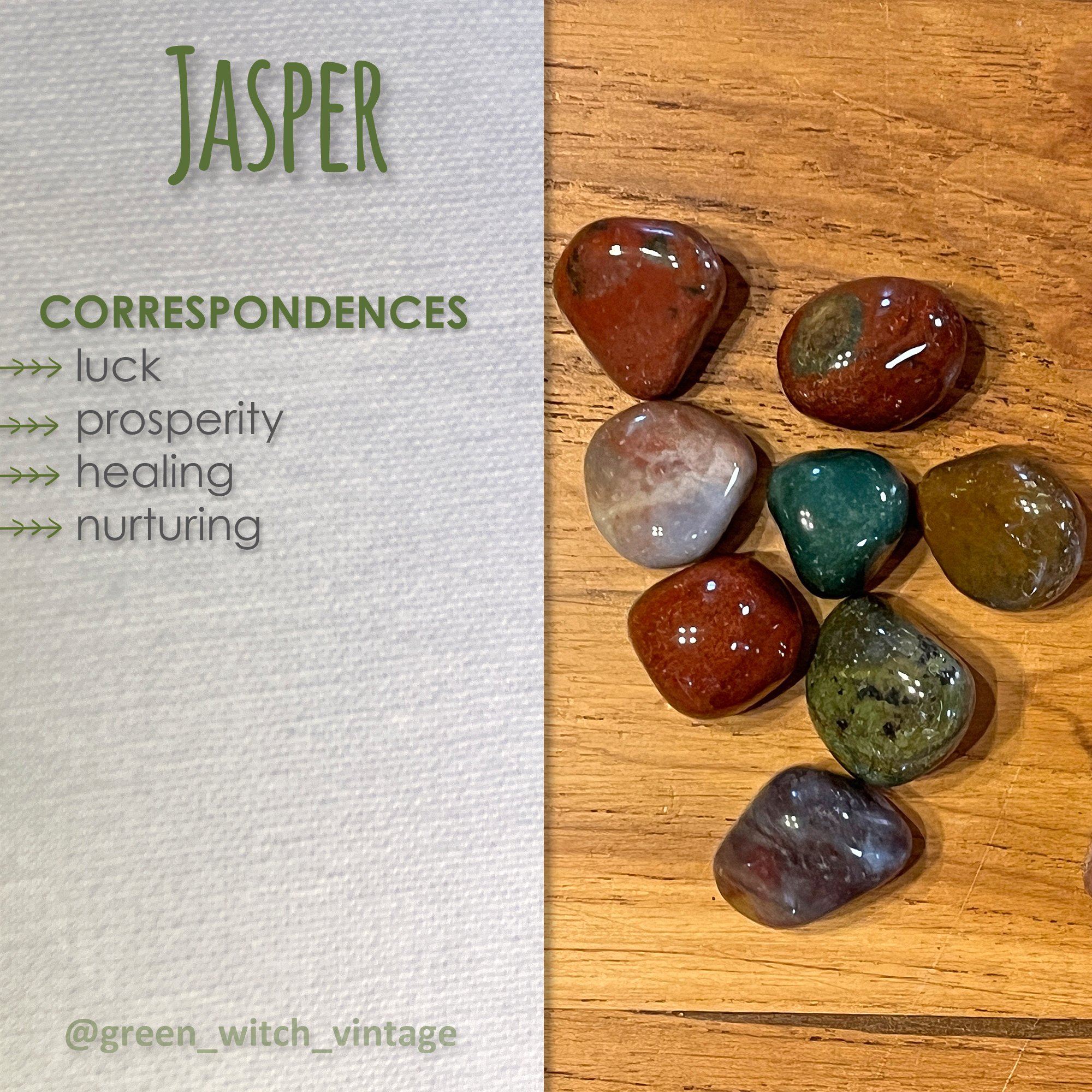 #jasper #crystals #correspondences #crystalmagic #greenwitch greeenwitchvintage.com