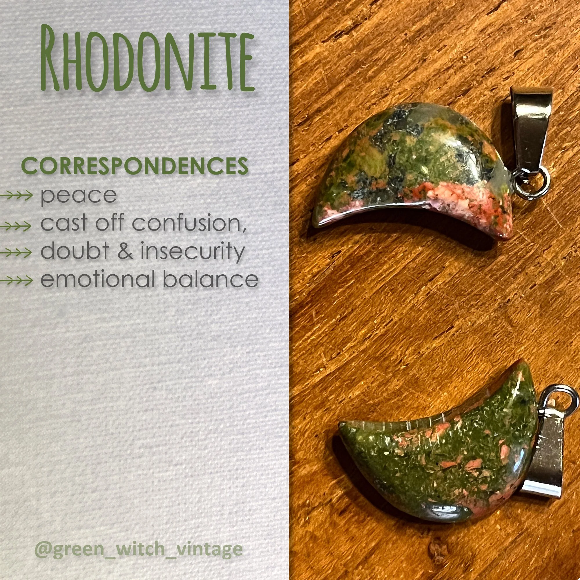 #rhodonite #crystals #correspondences #crystalmagic #greenwitch greeenwitchvintage.com