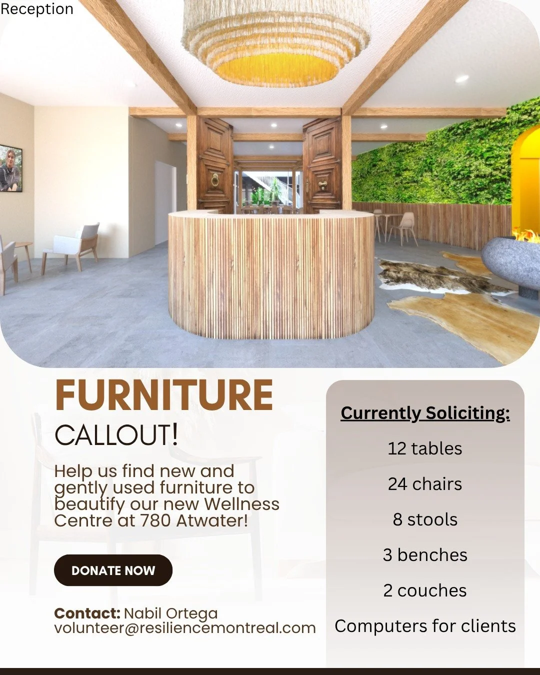 Dear Resilience Montreal Community,
Resilience Montreal is THRILLED to announce that we will soon be moving into our new Wellness Centre, situated at 780 Atwater. 

We want to take a moment to acknowledge and thank our loyal supporters. Your assistan