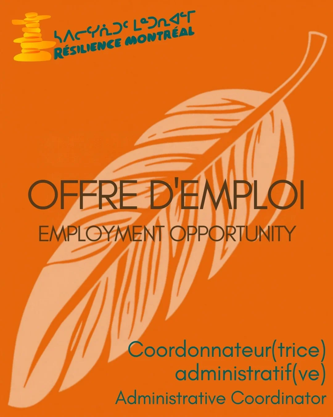 Nous recrutons ! Rejoignez notre &eacute;quipe formidable et faites une r&eacute;elle diff&eacute;rence dans la vie de tant de personnes. Vous trouverez tous les d&eacute;tails sur notre site web : resiliencemontreal.com

We're hiring! Come join our 