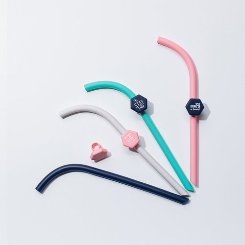 Reusable Silicone Straws with Straw Charms