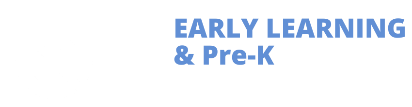Graphic with black background, a shield emblem, and text indicating early learning for 2026 and pre-kindergarten for 2027.