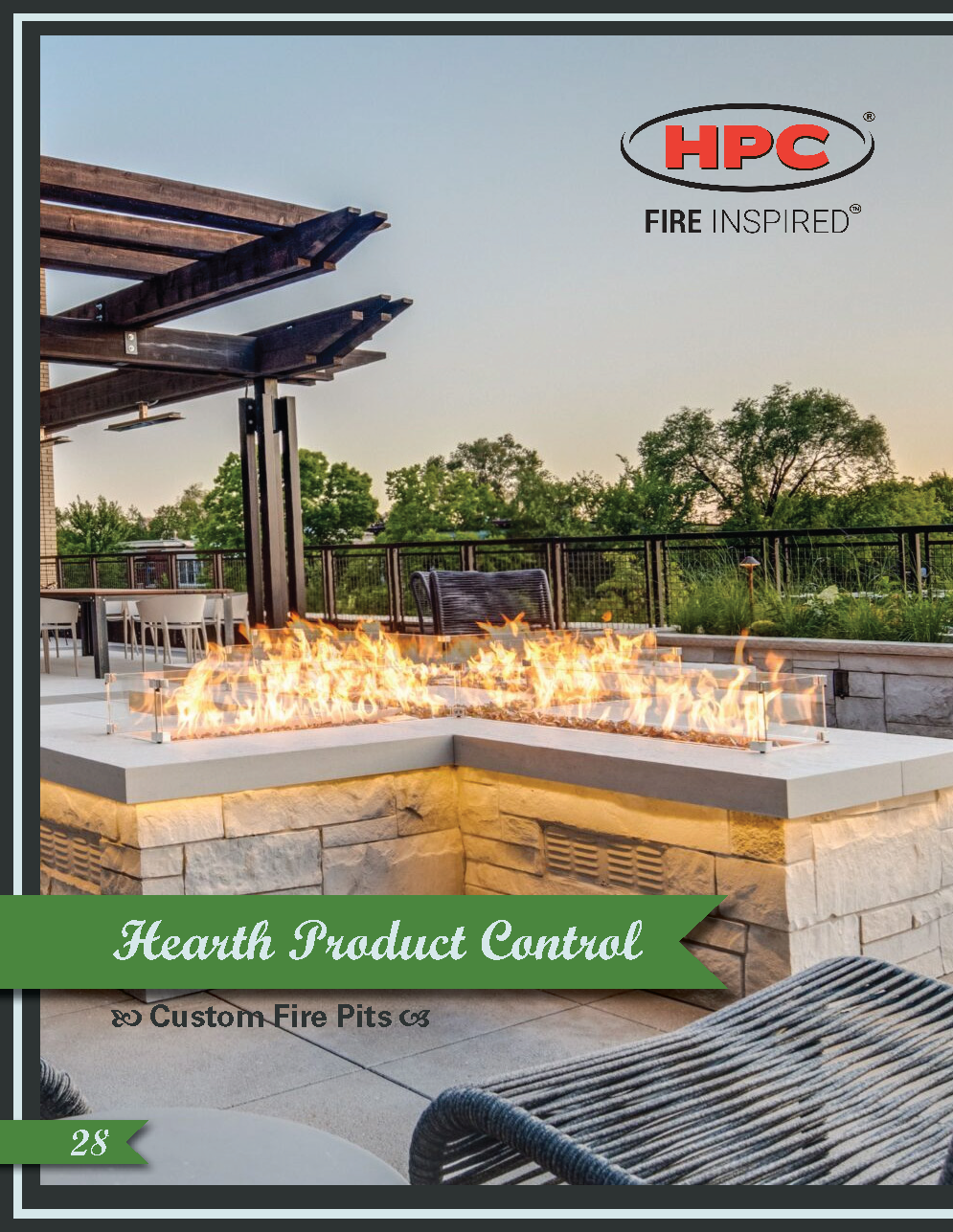 Page 1 of 2 single-page spreads showcasing the HPC brand of custom fire pits.