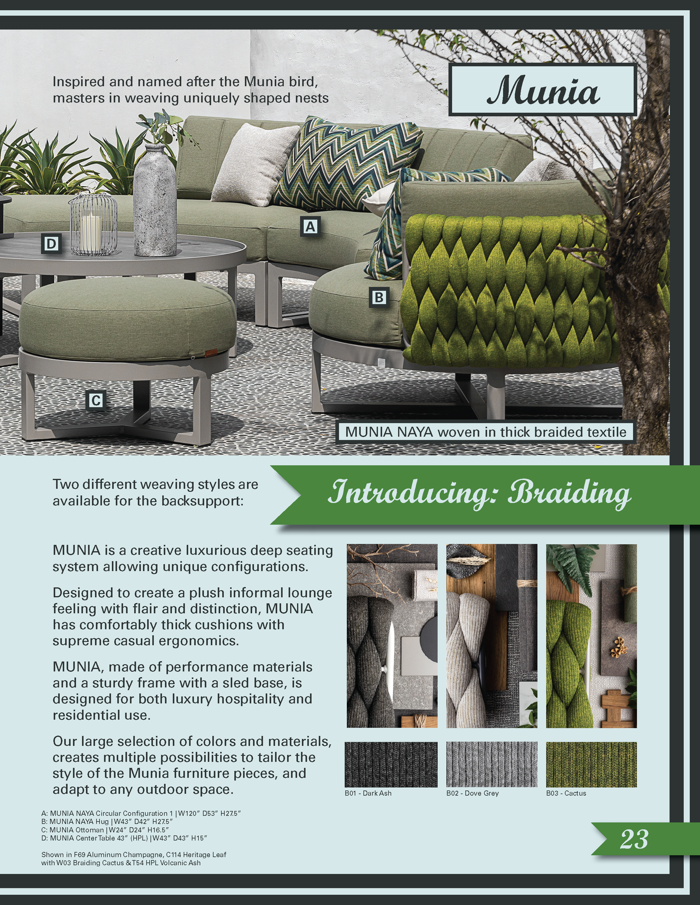 Page 2 of a 2-page spread for Mama Green, showcasing another line of materials which debuted this season: braided textiles.