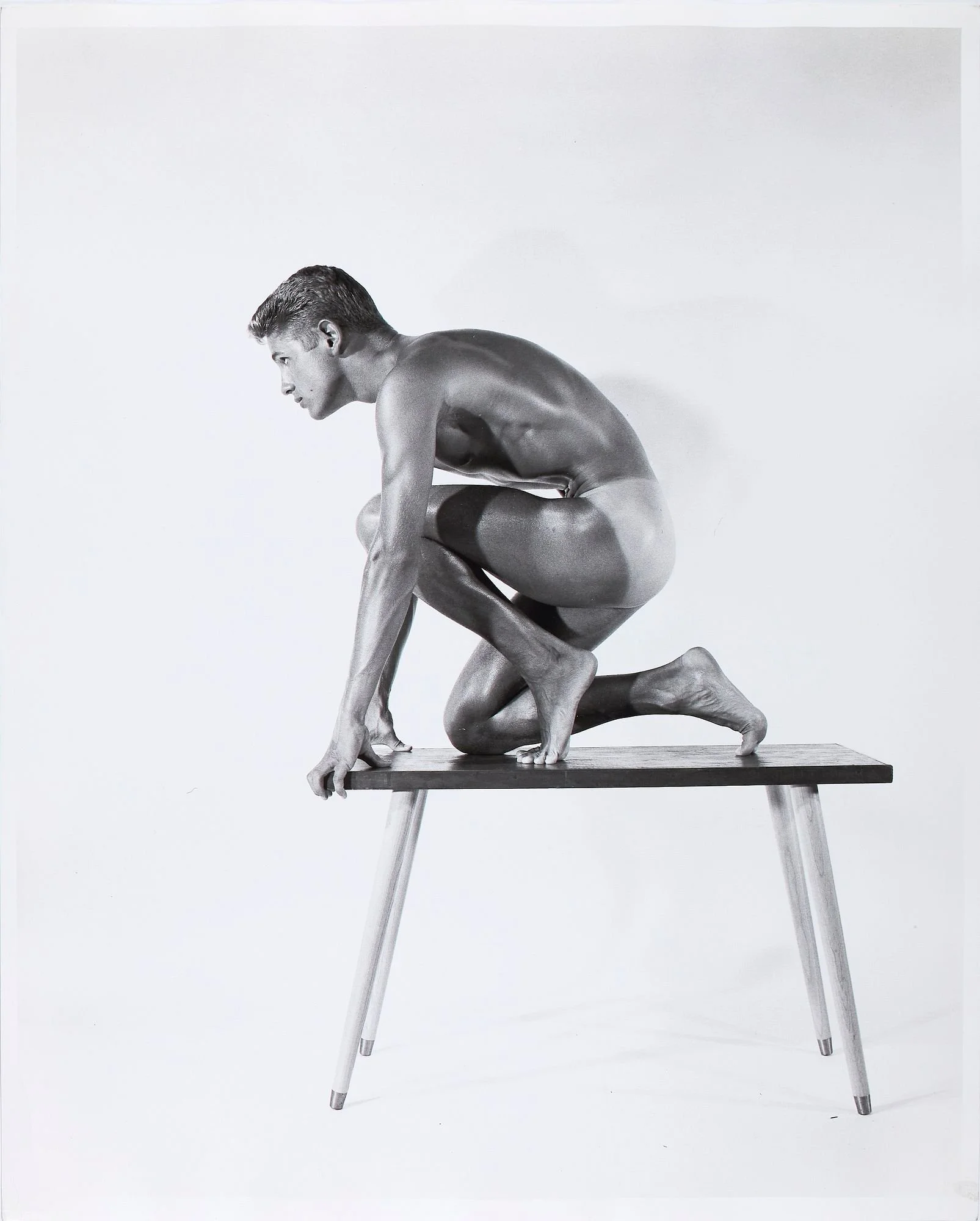 "Mark Nixon." 1959. Silver gelatin photograph. Stamped and signed by the Estate of Bruce of Los Angeles executor. Titled and dated on verso. 20 x 16". (An uncommon large format work for the artist).