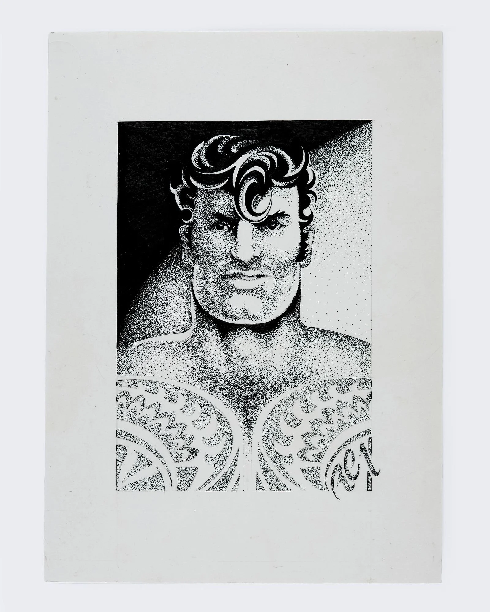 Ink on paper together along with the graphite on paper study for the finished work. Both signed on the lower right. 10 1/2 x 7 1/2" (each).