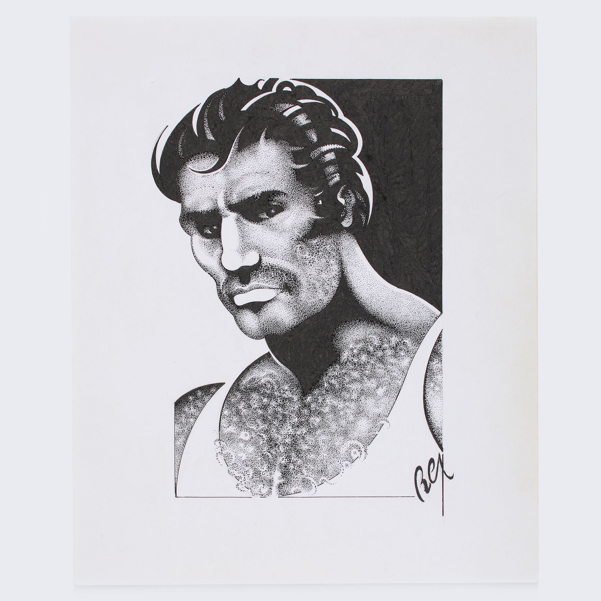 Ink and graphite on paper. Signed lower right. 10 x 8 1/4.