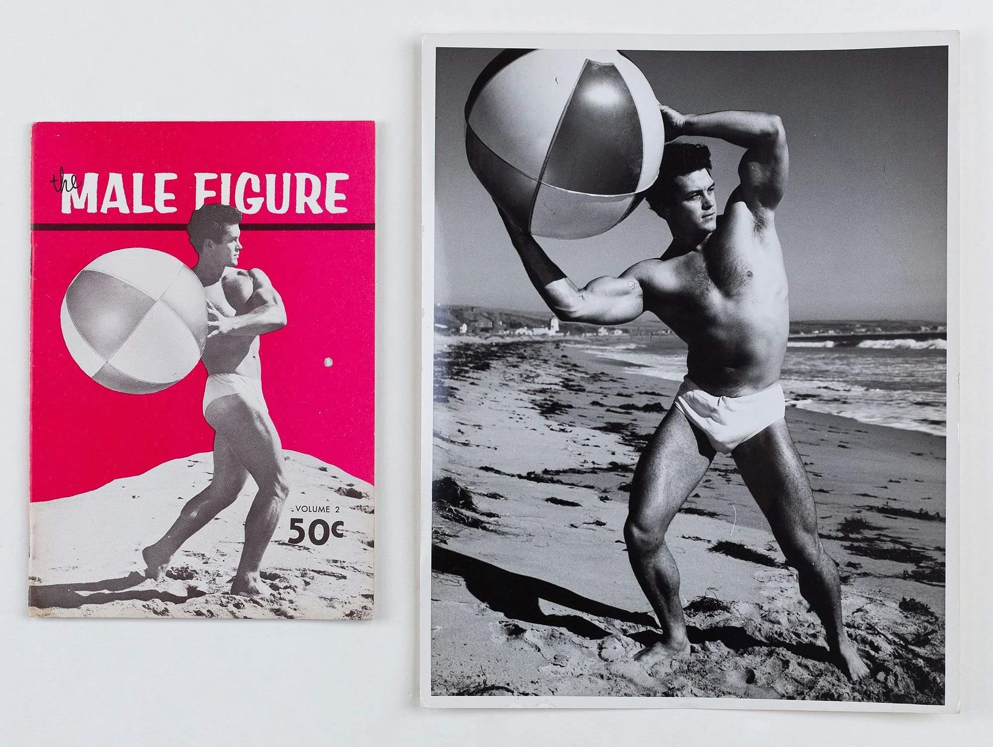 An original photograph. Stamped on verso and numbered "6 - 2.". 10 x 8"; One of "The Male Figure" Volume 2. Featuring a cover image by Bruce of Los Angeles from the same photoshoot as the original photograph.