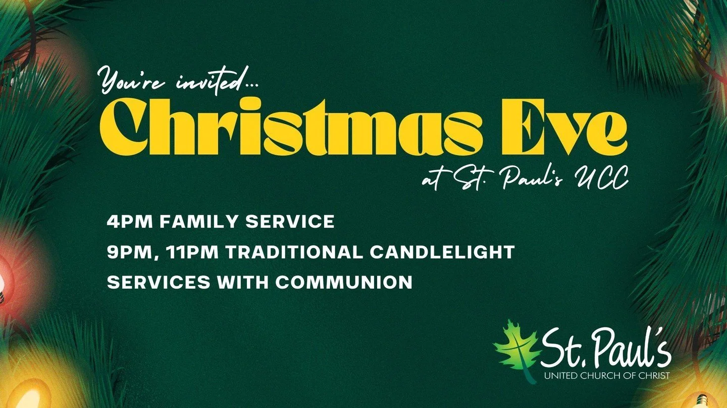 We have 3 Christmas Eve Services at St. Paul's! The 4pm Family service is kid friendly and full of fun! The 9pm and 11pm traditional services will both have Communion elements and Candle-lighting. The 11pm service ends right at midnight Christmas day