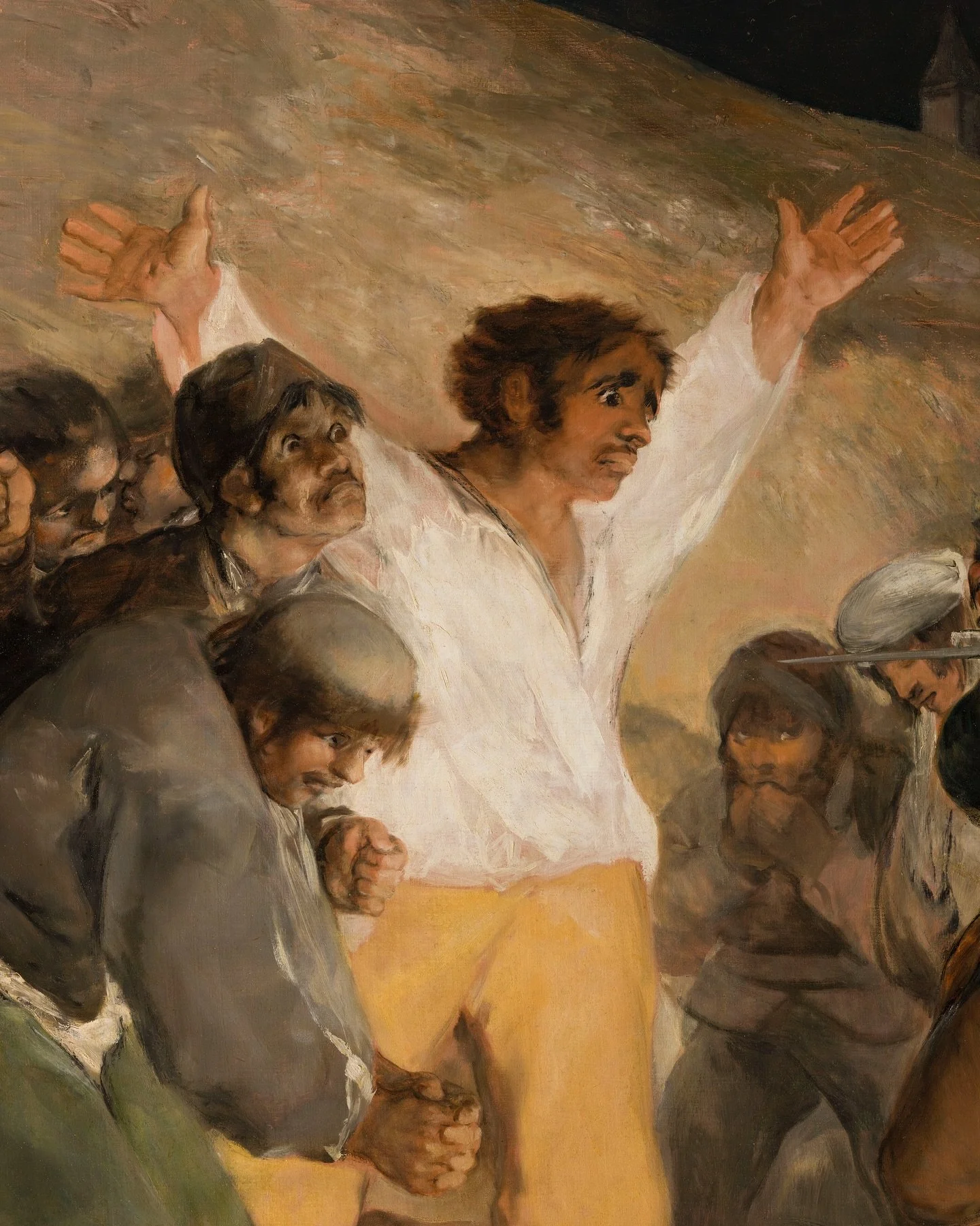 Luz contra pared&oacute;n
Francisco de Goya, &ldquo;El 3 de mayo de 1808&rdquo; (1814), &oacute;leo sobre lienzo, Museo del Prado.

Ante esta imagen se aprende a leer la violencia de Estado: luz dirigida, armas alineadas, rostros borrados. El hombre 