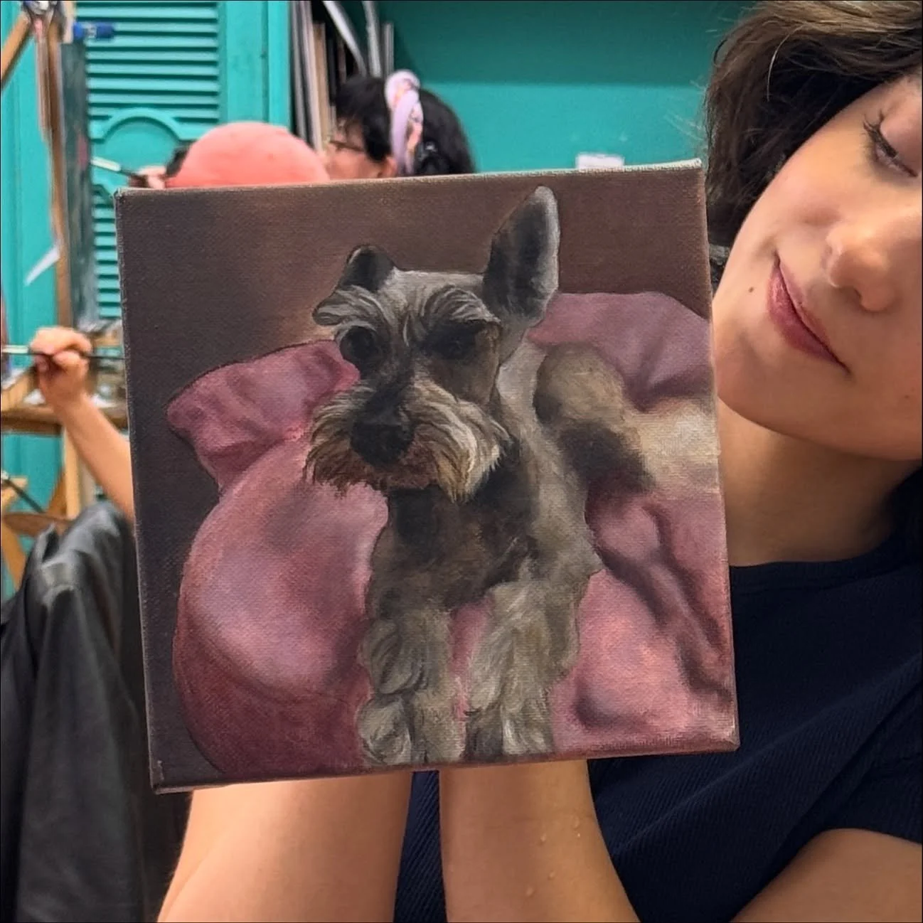 @jimenago.art termin&oacute; una pintura m&aacute;s! ✨💕 🐶 
___
#ateliermesones #clasesdepintura
