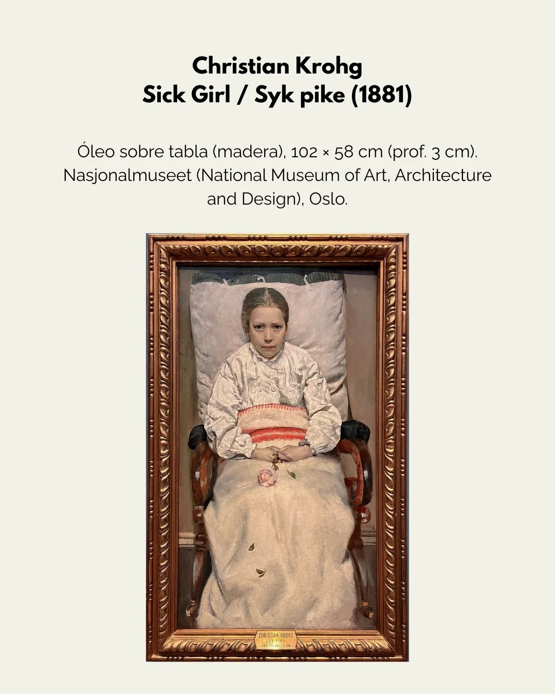 &iquest;Puede el arte doler tanto como la realidad? 🥀

Christian Krohg pint&oacute; &ldquo;La ni&ntilde;a enferma&rdquo; bas&aacute;ndose en la p&eacute;rdida de su propia hermana. 

M&aacute;s que una obra, es un duelo en &oacute;leo que cambi&oacu