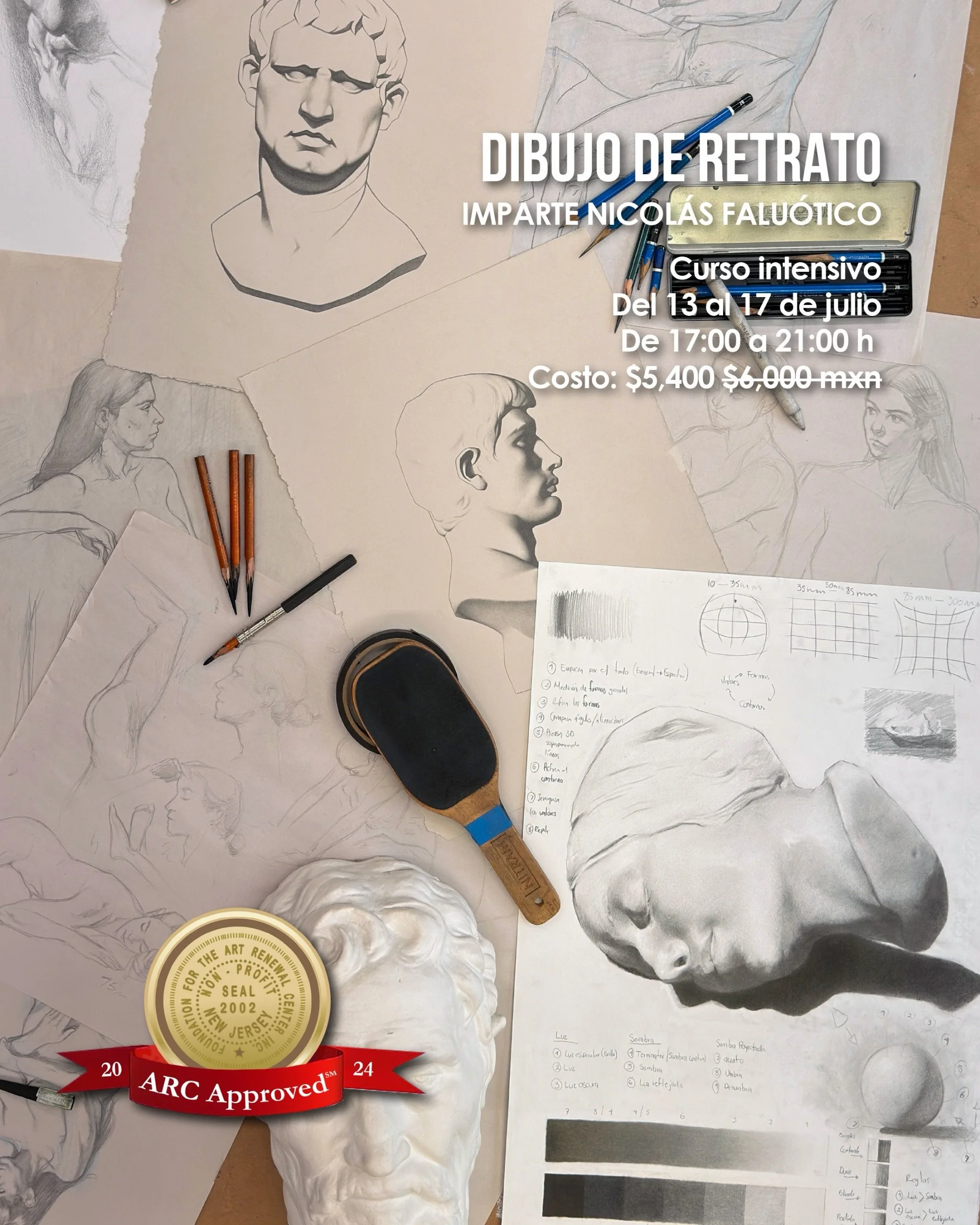 &iquest;Te quedaste fuera del intensivo de figura?

En julio abrimos una nueva entrada a la ruta de Nicol&aacute;s Falu&oacute;tico: Dibujo de retrato.

Durante cinco d&iacute;as trabajaremos estructura de la cabeza, proporci&oacute;n, planos, semeja