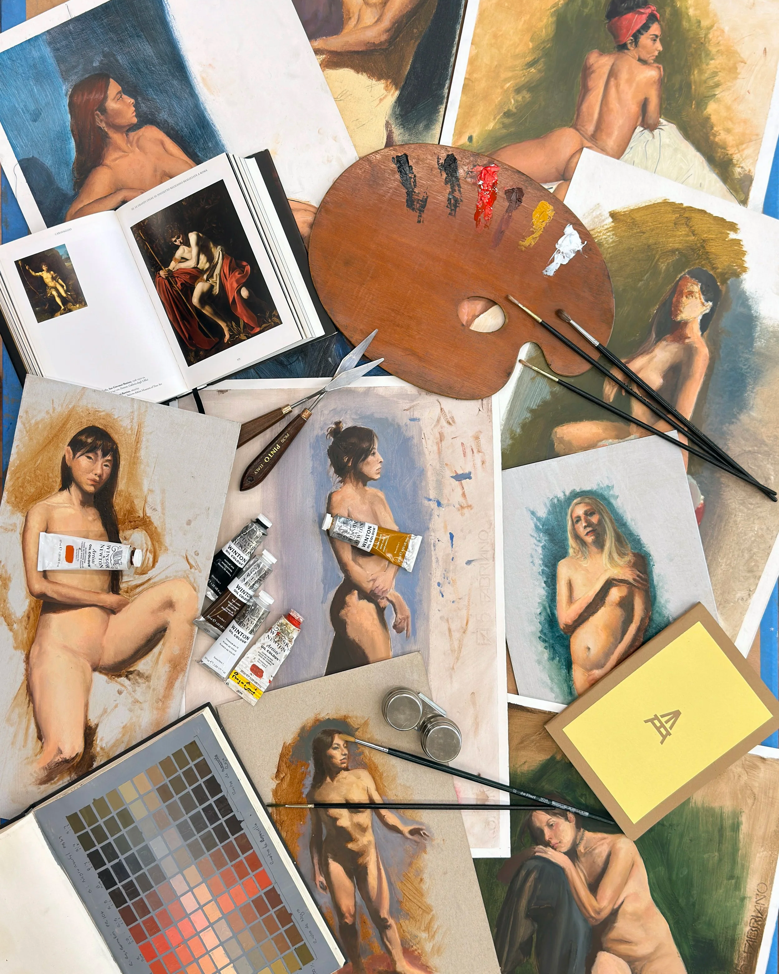 Pintura al óleo de figura humana