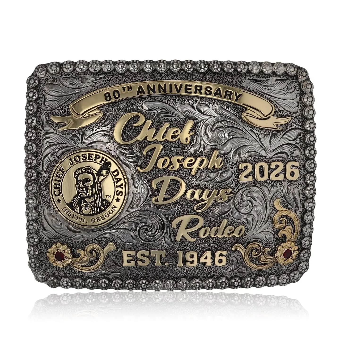 80 years in the making.
A first look at our 80th Anniversary Chief Joseph Days buckle.
Built to represent the tradition, grit, and history behind this rodeo.
These are almost complete&mdash;and they won&rsquo;t last long once they arrive.
Preorder li