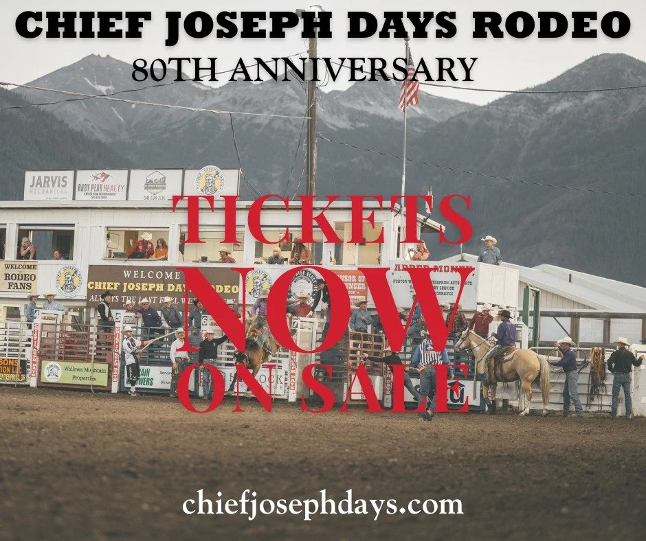 Ticket sales are officially open.

July 21&ndash;26, 2026
Chief Joseph Days Rodeo &ndash; 80 years

Four nights. Six days. One of the best settings in rodeo.

Get your seats early&mdash;Friday and Saturday don&rsquo;t wait around long.

🎟 Tickets: c