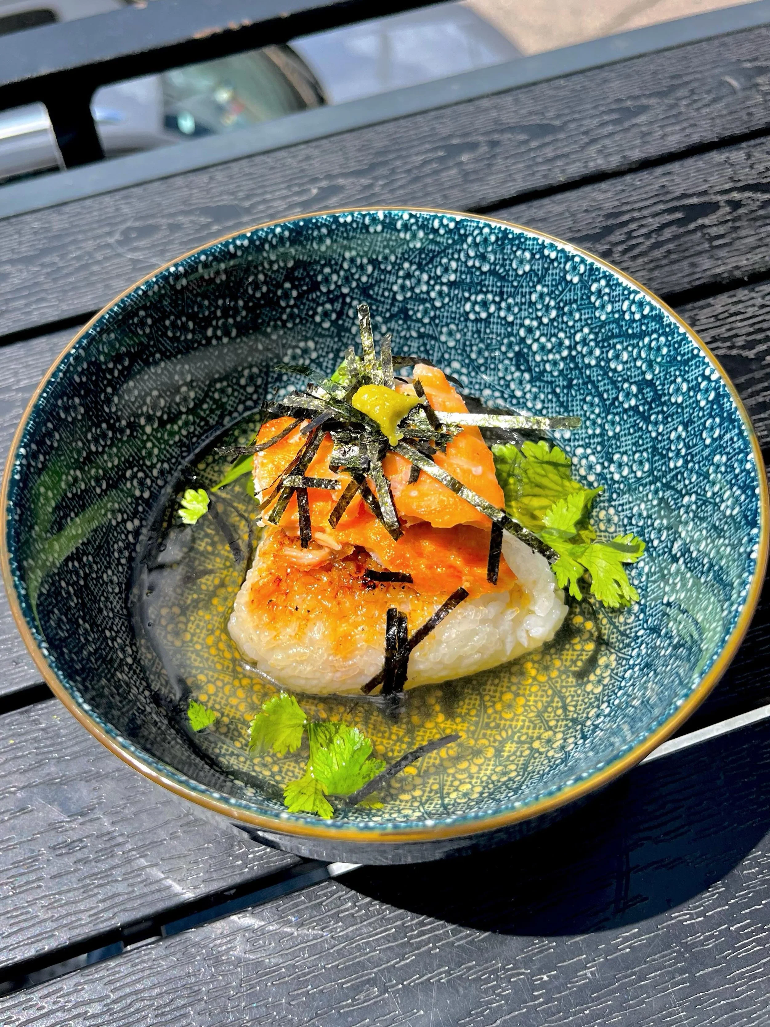 UPDATES-

&bull; An izakaya in Asheville? I&rsquo;m thanking my stars for @yamanekobento1, this salmon belly onigiri, gorgeous dashi, &amp; that perrrrrrfect char.

&bull; The second best deal on Earth, behind Costco&rsquo;s hot dog &amp; soda, is @c